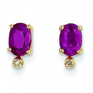 Diamond Ruby Birthstone Earrings in 14k Yellow Gold (0.018 Ct. tw.)