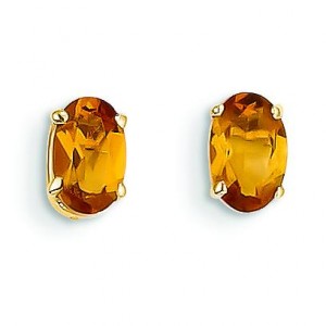Citrine Earrings November in 14k Yellow Gold