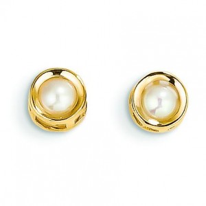 Cultured Pearl Post Earrings in 14k Yellow Gold