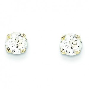 White Zircon Earrings in 14k Yellow Gold