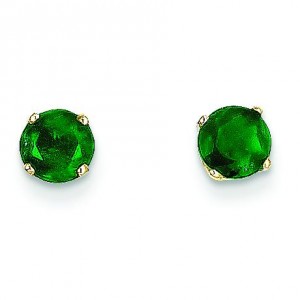 Emerald Earrings May in 14k Yellow Gold