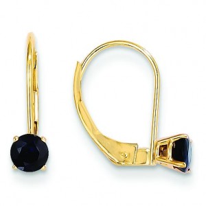 Sapphire Leverback Earrings in 14k Yellow Gold