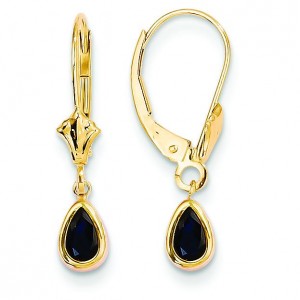 Sapphire Earrings September in 14k Yellow Gold