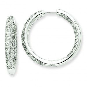 Diamond In Out Hoop Earrings in 14k White Gold 