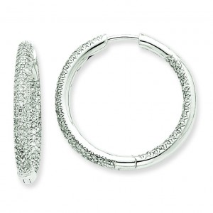 Ctw Circle Hoop Diamond Earrings in 14k White Gold 