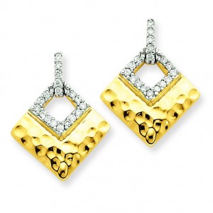 Diamond Dangle Post Earrings in 14k Yellow Gold 