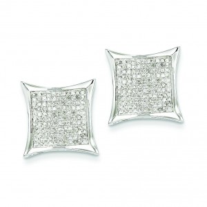 Diamond Medium Square Bezel Post Earrings in 14k White Gold