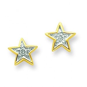 Diamond Star Post Earrings in 14k Yellow Gold 