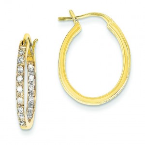 Quality Completed Diamond In Out Hoop Earrings in 14k Yellow Gold (0.33 Ct. tw.) (0.33 Ct. tw.)