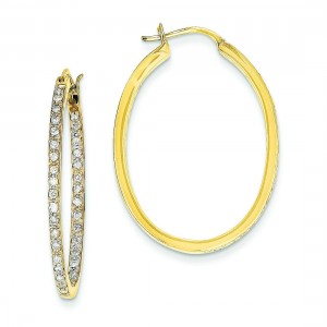 Quality Completed Diamond Hoop Earrings in 14k Yellow Gold 