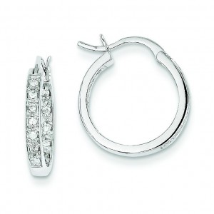 Diamond In Out Hoop Earrings in 14k White Gold (0.25 Ct. tw.) (0.25 Ct. tw.)