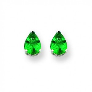 Emerald Earrings in 14k White Gold