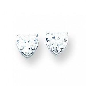Heart Cubic Zirconia Earring in 14k White Gold