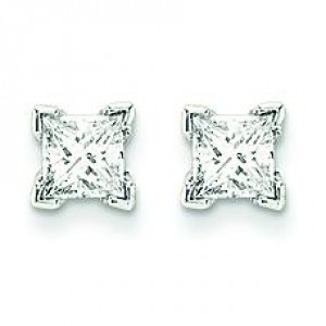 Quality Complete Princess Cut Diamond Earrings in 14k White Gold (0.5 Ct. tw.)