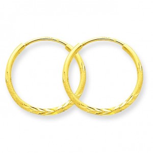 D C Endless Hoop Earrings in 14k Yellow Gold