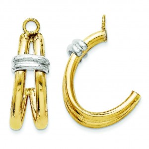 Double J-Hoop Earrings Jackets in 14k Two-tone Gold