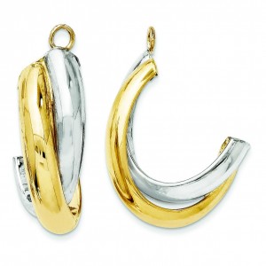 Double J-Hoop Earrings Jackets in 14k Two-tone Gold