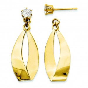 Oval Dangle With CZ Stud Earring Jackets in 14k Yellow Gold