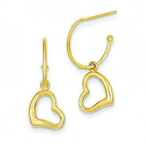 Heart Dangle Post Earrings in 14k Yellow Gold