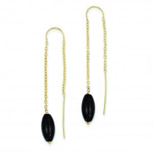 Onyx With U Threader Earrings in 14k Yellow Gold