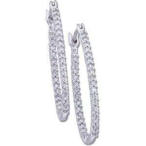 Diamond Hoop Earrings in 14k White Gold (0.25 Ct. tw.) (0.25 Ct. tw.)