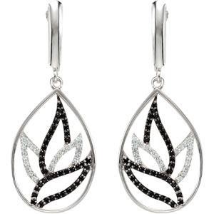 Black Spinel Diamond Earrings in Sterling Silver (0.25 Ct. tw.) (0.25 Ct. tw.)