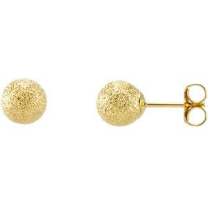 Stardust Finish Ball Earrings in 14k Yellow Gold