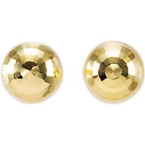 Diamond Cut Ball Earrings in 14k Yellow Gold