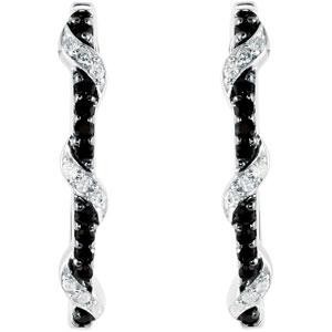 Black Spinel Diamond Earrings in Sterling Silver (0.1 Ct. tw.) (0.1 Ct. tw.)
