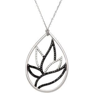 Black Spinel Diamond Necklace in Sterling Silver (0.2 Ct. tw.) (0.2 Ct. tw.)