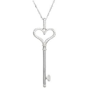 Diamond Heart Key Necklace in Sterling Silver (0.25 Ct. tw.) (0.25 Ct. tw.)