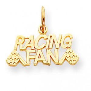 Talking Racing Fan Charm in 10k Yellow Gold