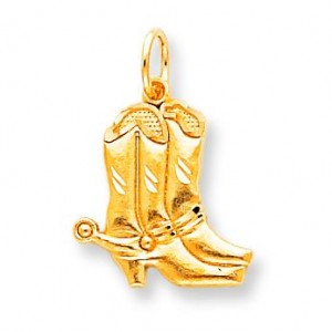 Cowboy Boots Charm in 10k Yellow Gold