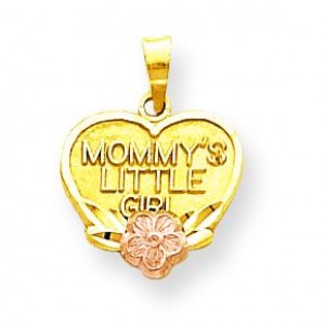 Mommy Little Girl Heart Charm in 10k Two-tone Gold