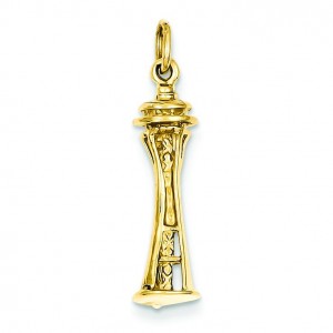 Seattle Tower Charm in 14k Yellow Gold