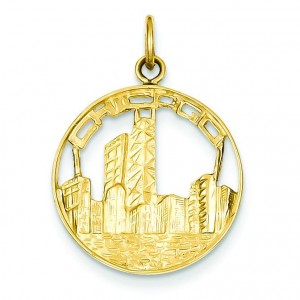 Chicago Skyline Charm in 14k Yellow Gold
