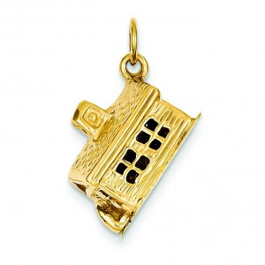 Schoolhouse Charm in 14k Yellow Gold