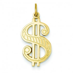 Dollar Sign Charm in 14k Yellow Gold