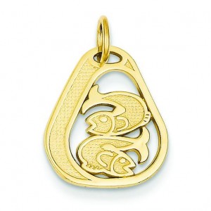 Pisces Charm in 14k Yellow Gold