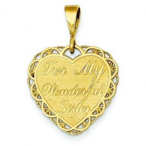 For My Wonderful Sister Charm in 14k Yellow Gold