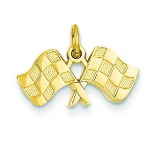Racing Flags Charm in 14k Yellow Gold