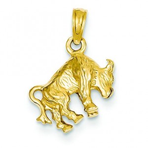 Taurus Zodiac Pendant in 14k Yellow Gold