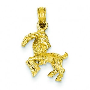 Capricorn Zodiac Pendant in 14k Yellow Gold