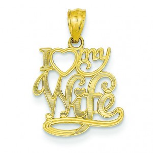 I Love My Wife Pendant in 14k Yellow Gold