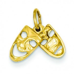 Comedy Tragedy Charm in 14k Yellow Gold