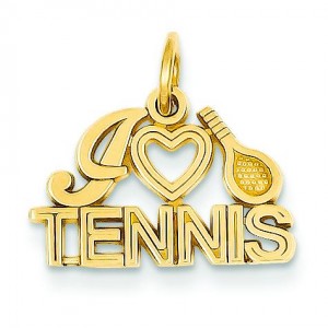 I Love Tennis Charm in 14k Yellow Gold