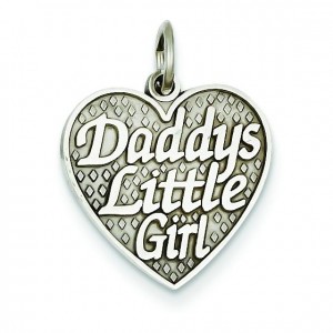 Daddy Little Girl In Heart Charm in 14k White Gold