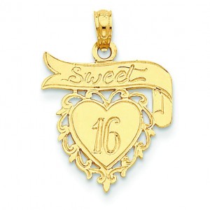 Sweet On Heart Banner Pendant in 14k Yellow Gold