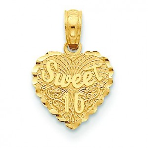 Sweet On Heart Disk Pendant in 14k Yellow Gold