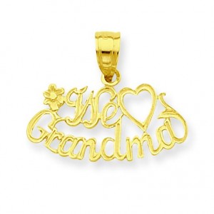 We Heart Grandma Pendant in 14k Yellow Gold
